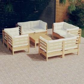 Gartenmöbel 9 Stück Kissen aus cremefarbenem Kiefernholz von vidaXL, Gartensets - Ref: Foro24-3096064, Preis: 717,60 €, Rabat...