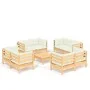 Muebles de jardín 9 piezas cojines madera de pino color crema de vidaXL, Conjuntos de jardín - Ref: Foro24-3096064, Precio: 7...
