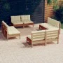 Muebles de jardín 8 piezas cojines madera de pino crema de vidaXL, Conjuntos de jardín - Ref: Foro24-3096043, Precio: 611,78 ...