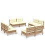 Muebles de jardín 8 piezas cojines madera de pino crema de vidaXL, Conjuntos de jardín - Ref: Foro24-3096043, Precio: 620,03 ...