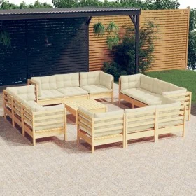 Gartenmöbel 13 Stück Kissen aus cremefarbenem Kiefernholz von vidaXL, Gartensets - Ref: Foro24-3096070, Preis: 967,08 €, Raba...