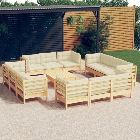Gartenmöbel 13 Stück Kissen aus cremefarbenem Kiefernholz von vidaXL, Gartensets - Ref: Foro24-3096070, Preis: 967,08 €, Raba...