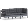3-seater garden sofa with anthracite gray pine wood cushions by vidaXL, Outdoor sofas - Ref: Foro24-3096102, Price: 268,10 €,...