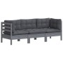 3-seater garden sofa with anthracite gray pine wood cushions by vidaXL, Outdoor sofas - Ref: Foro24-3096102, Price: 268,10 €,...