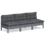 3-Sitzer-Gartensofa mit anthrazitgrauen Kissen aus Kiefernholz von vidaXL, Outdoor-Sofas - Ref: Foro24-3096078, Preis: 242,65...