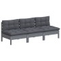 3-seater garden sofa with anthracite gray pine wood cushions by vidaXL, Outdoor sofas - Ref: Foro24-3096078, Price: 235,71 €,...