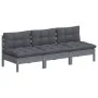 3-Sitzer-Gartensofa mit anthrazitgrauen Kissen aus Kiefernholz von vidaXL, Outdoor-Sofas - Ref: Foro24-3096078, Preis: 242,65...