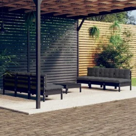 Garden furniture 7 pieces with anthracite pine wood cushions by vidaXL, Garden sets - Ref: Foro24-3096098, Price: 679,10 €, D...