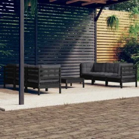 Garden furniture 7 pieces with anthracite pine wood cushions by vidaXL, Garden sets - Ref: Foro24-3096122, Price: 639,13 €, D...