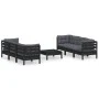 Garden furniture 7 pieces with anthracite pine wood cushions by vidaXL, Garden sets - Ref: Foro24-3096122, Price: 639,13 €, D...