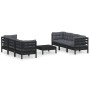 Gartenmöbel 7-teilig mit anthrazitfarbenen Kiefernholzkissen von vidaXL, Gartensets - Ref: Foro24-3096122, Preis: 647,48 €, R...