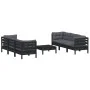 Garden furniture 7 pieces with anthracite pine wood cushions by vidaXL, Garden sets - Ref: Foro24-3096122, Price: 639,13 €, D...