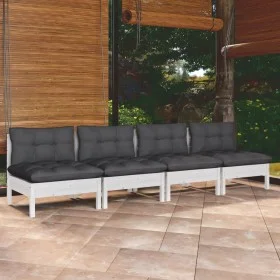 4-seater garden sofa with anthracite gray pine wood cushions by vidaXL, Outdoor sofas - Ref: Foro24-3096125, Price: 302,42 €,...