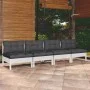 4-seater garden sofa with anthracite gray pine wood cushions by vidaXL, Outdoor sofas - Ref: Foro24-3096125, Price: 302,42 €,...