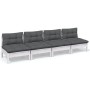 4-seater garden sofa with anthracite gray pine wood cushions by vidaXL, Outdoor sofas - Ref: Foro24-3096125, Price: 306,28 €,...