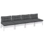 4-seater garden sofa with anthracite gray pine wood cushions by vidaXL, Outdoor sofas - Ref: Foro24-3096125, Price: 306,28 €,...