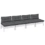 4-seater garden sofa with anthracite gray pine wood cushions by vidaXL, Outdoor sofas - Ref: Foro24-3096125, Price: 302,42 €,...