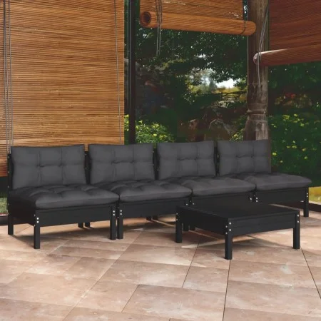 Garden furniture 5 pieces with anthracite pine wood cushions by vidaXL, Garden sets - Ref: Foro24-3096134, Price: 453,45 €, D...