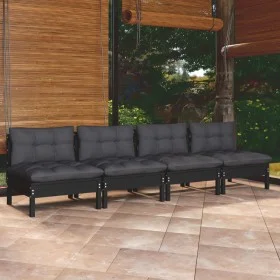 4-seater garden sofa with anthracite gray pine wood cushions by vidaXL, Outdoor sofas - Ref: Foro24-3096128, Price: 370,02 €,...