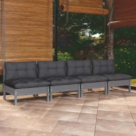 4-seater garden sofa with anthracite gray pine wood cushions by vidaXL, Outdoor sofas - Ref: Foro24-3096126, Price: 336,17 €,...