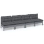 4-Sitzer-Gartensofa mit Kissen aus anthrazitgrauem Zirbenholz von vidaXL, Outdoor-Sofas - Ref: Foro24-3096126, Preis: 302,74 ...