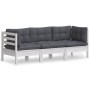 3-seater garden sofa with anthracite gray pine wood cushions by vidaXL, Outdoor sofas - Ref: Foro24-3096101, Price: 283,70 €,...