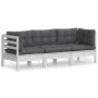 3-Sitzer-Gartensofa mit anthrazitgrauen Kissen aus Kiefernholz von vidaXL, Outdoor-Sofas - Ref: Foro24-3096101, Preis: 280,13...