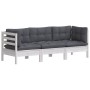 3-seater garden sofa with anthracite gray pine wood cushions by vidaXL, Outdoor sofas - Ref: Foro24-3096101, Price: 283,70 €,...