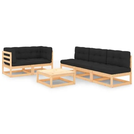 Garden furniture set 6 pieces and cushions solid pine wood by vidaXL, Garden sets - Ref: Foro24-3083756, Price: 452,87 €, Dis...