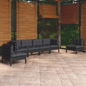 Gartenmöbel-Set 7-teilig und Kissen aus massivem Kiefernholz von vidaXL, Gartensets - Ref: Foro24-3096206, Preis: 647,23 €, R...