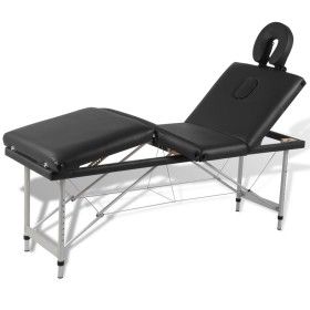 Klappbare Massageliege mit 4 Zonen, Struktur aus schwarzem Aluminium von vidaXL, Massageliegen - Ref: Foro24-110099, Preis: 1...