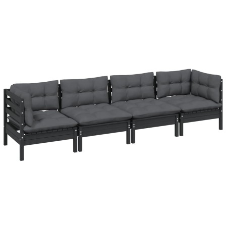 4-teiliges Gartenmöbel-Set mit Kissen aus massivem Kiefernholz von vidaXL, Gartensets - Ref: Foro24-3096152, Preis: 378,52 €,...