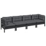 4-teiliges Gartenmöbel-Set mit Kissen aus massivem Kiefernholz von vidaXL, Gartensets - Ref: Foro24-3096152, Preis: 378,52 €,...