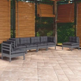 6-teilige Gartenmöbel mit Kissen aus massivem Zirbenholz von vidaXL, Gartensets - Ref: Foro24-3096198, Preis: 529,96 €, Rabat...