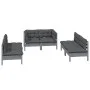 Garden furniture 6 pieces with cushions made of solid pine wood by vidaXL, Garden sets - Ref: Foro24-3096210, Price: 529,96 €...