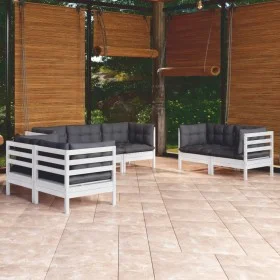 7-piece garden furniture set with cushions, made of solid pine wood. by vidaXL, Garden sets - Ref: Foro24-3096257, Price: 657...