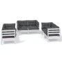 6-teiliges Gartenmöbel-Set mit Kissen aus massivem Kiefernholz von vidaXL, Gartensets - Ref: Foro24-3096245, Preis: 576,23 €,...
