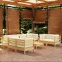 9-piece garden furniture set with solid pine wood cream cushions by vidaXL, Garden sets - Ref: Foro24-3096274, Price: 744,22 ...