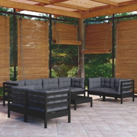 Gartenmöbel-Set 9-teilig und Kissen aus massivem Kiefernholz von vidaXL, Gartensets - Ref: Foro24-3096278, Preis: 882,21 €, R...