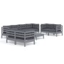 Set mit 9 Gartenmöbeln und Kissen aus massivem Zirbenholz von vidaXL, Gartensets - Ref: Foro24-3096276, Preis: 809,67 €, Raba...