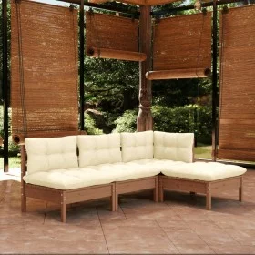Garden furniture 4 pieces and honey brown pine wood cushions by vidaXL, Garden sets - Ref: Foro24-3096301, Price: 356,76 €, D...