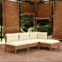 Gartenmöbel 4-teilig und honigbraune Kissen aus Kiefernholz von vidaXL, Gartensets - Ref: Foro24-3096301, Preis: 356,74 €, Ra...