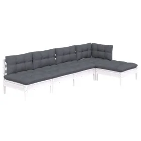 Garden furniture 5 pieces with white pine wood cushions by vidaXL, Garden sets - Ref: Foro24-3096335, Price: 390,84 €, Discou...