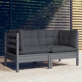 2-seater garden sofa with anthracite gray pine wood cushions by vidaXL, Outdoor sofas - Ref: Foro24-3096012, Price: 183,28 €,...