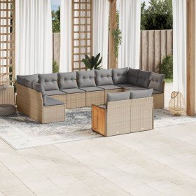Set de sofás de jardín y cojines 12 pzas ratán sintético beige en Conjuntos de jardín | Comprar online en Foro24