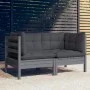 2-seater garden sofa with anthracite gray pine wood cushions by vidaXL, Outdoor sofas - Ref: Foro24-3096012, Price: 183,28 €,...