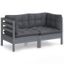 2-seater garden sofa with anthracite gray pine wood cushions by vidaXL, Outdoor sofas - Ref: Foro24-3096012, Price: 185,58 €,...