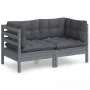 2-seater garden sofa with anthracite gray pine wood cushions by vidaXL, Outdoor sofas - Ref: Foro24-3096012, Price: 183,28 €,...