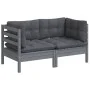 2-seater garden sofa with anthracite gray pine wood cushions by vidaXL, Outdoor sofas - Ref: Foro24-3096012, Price: 183,28 €,...