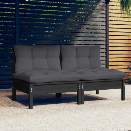 2-seater garden sofa with anthracite gray pine wood cushions by vidaXL, Outdoor sofas - Ref: Foro24-3095996, Price: 186,98 €,...